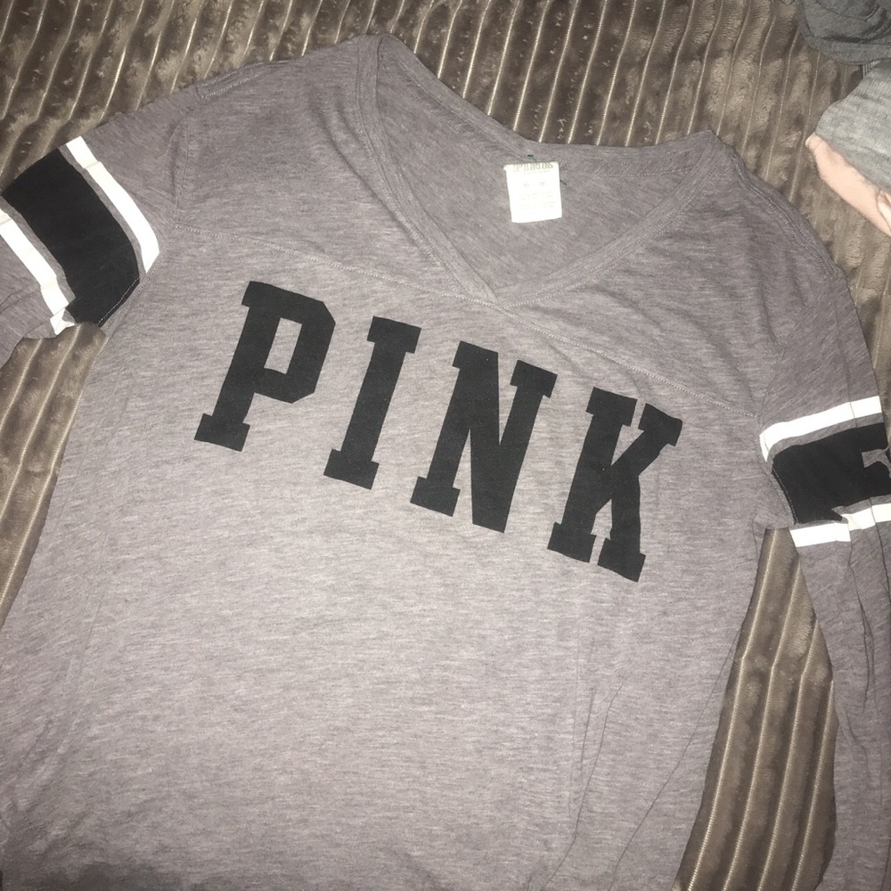pink Victoria secret long sleeve v neck shirt